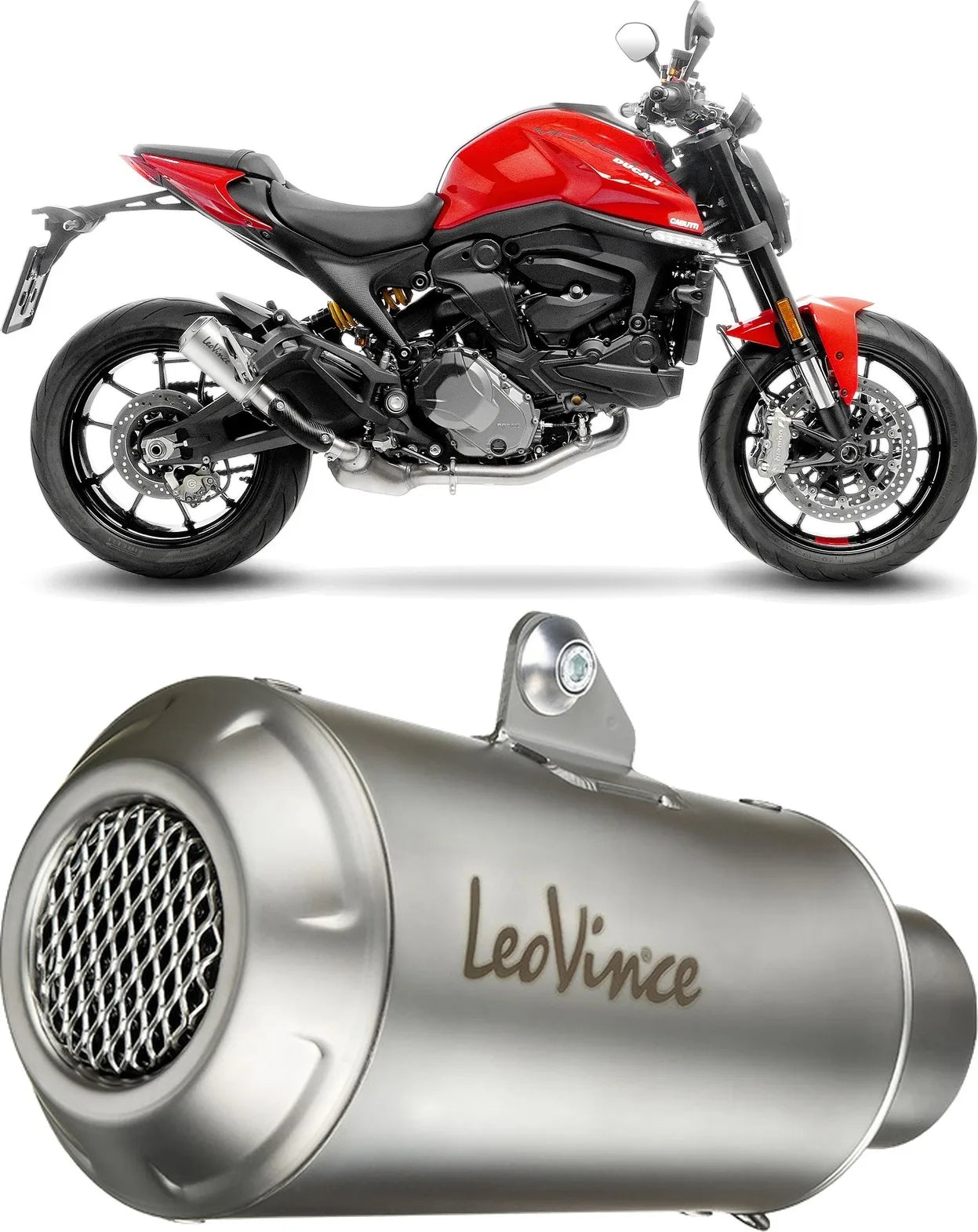 Échappement Sans Homologation Sonore Lv-10 Acier Embout Acier - Leovince Compatible Avec Ducati Monster 937 (2021-2024)