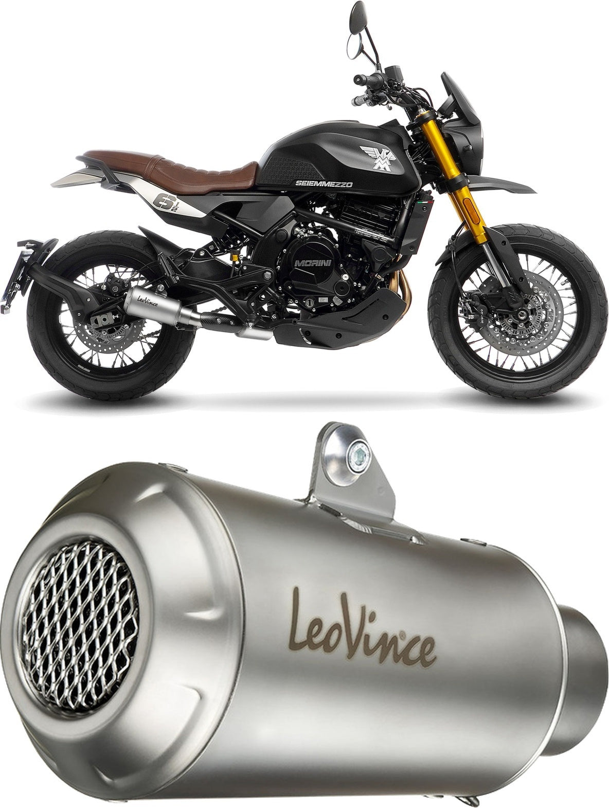 Exhaust Tip Without Sound Certification Lv-10 Stainless Steel Stainless Steel End Cap - Leovince Compatible With Moto Morini Seiemmezzo Scr - Str - A2 (2023-2024)