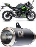 Exhaust Tip Without Sound Certification Lv Corsa Steel Black Stainless Steel End Cap - Leovince Compatible With Kawasaki Ninja 400 (2022-2023)