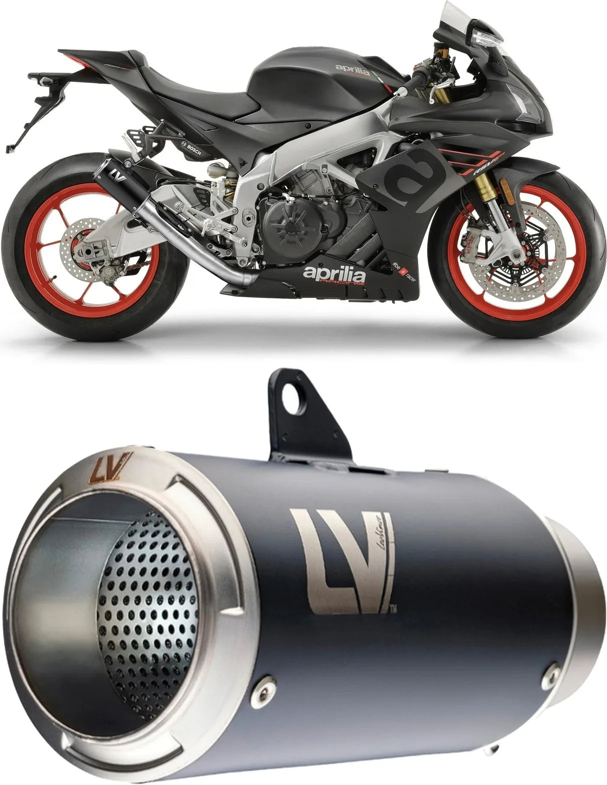 Échappement Sans Homologation Sonore Lv Corsa Acier Noir Embout Acier - Leovince Compatible Avec Aprilia Rsv4 1000 Rr (2019-2020)