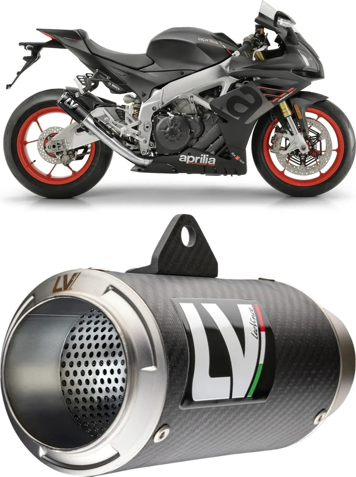 Échappement Sans Homologation Sonore Lv Corsa Carbon Fiber Embout Acier - Leovince Compatible Avec Aprilia Tuono V4 1100 Rr (2019-2020)