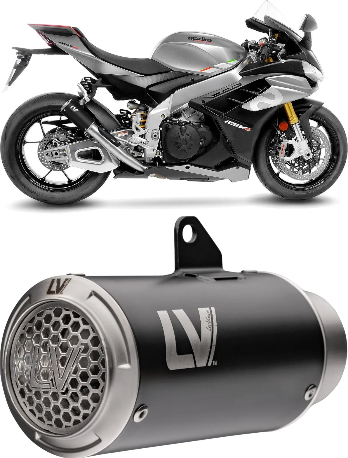 Échappement Sans Homologation Sonore Lv Corsa S Acier Noir Embout Acier - Leovince Compatible Avec Aprilia Tuono V4 1100 Factory (2019-2020)