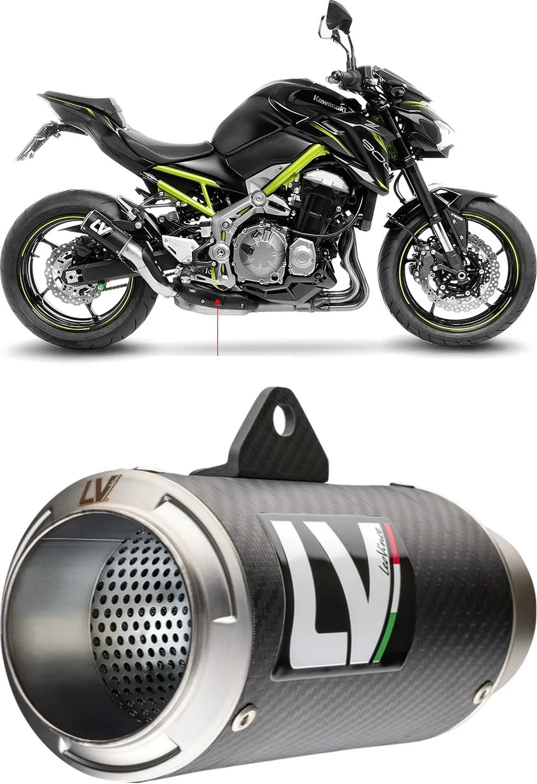 Échappement Sans Homologation Sonore Lv Corsa Carbon Fiber Embout Acier - Leovince Compatible Avec Kawasaki Z 900 A2 (2018-2024)