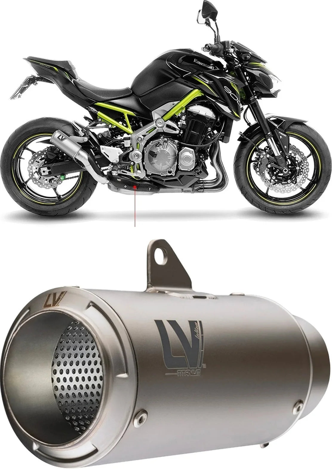 Échappement Sans Homologation Sonore Lv Corsa Titanium Embout Acier - Leovince Compatible Avec Kawasaki Z 900 (2017-2019)