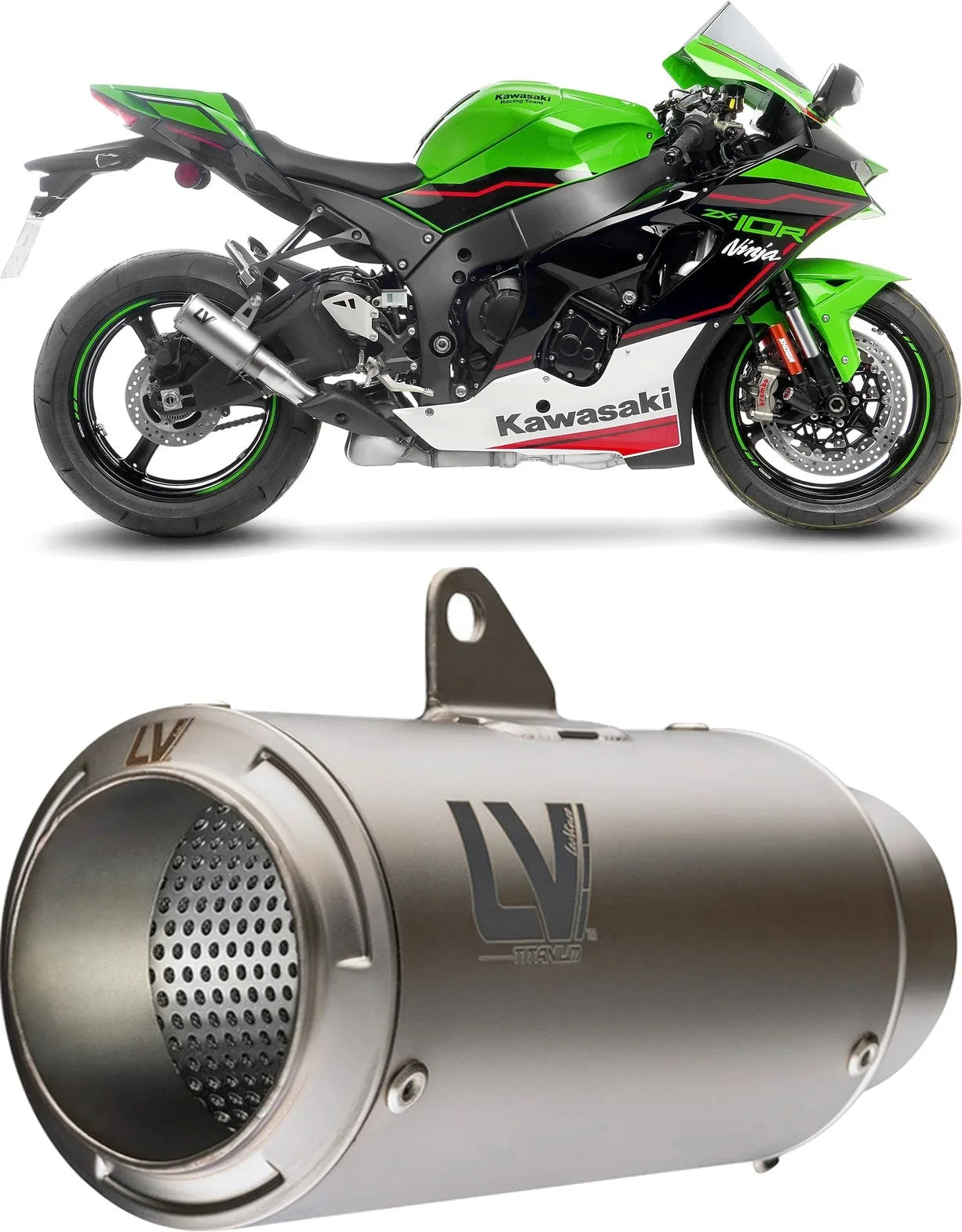 Échappement Sans Homologation Sonore Lv Corsa Titanium Embout Acier - Leovince Compatible Avec Kawasaki Zx 10Rr Ninja (2017-2020)