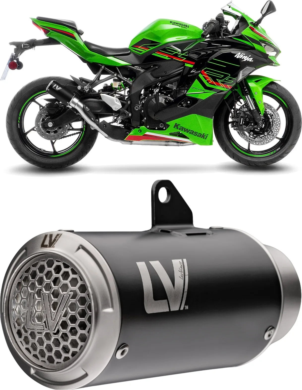 Échappement Sans Homologation Sonore Lv Corsa S Acier Noir Embout Acier - Leovince Compatible Avec Kawasaki Zx 4R (2024-2026)