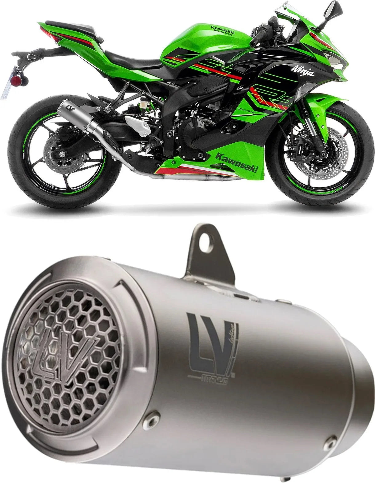 Échappement Sans Homologation Sonore Lv Corsa S Titanium Embout Acier - Leovince Compatible Avec Kawasaki Zx 4R (2024-2026)