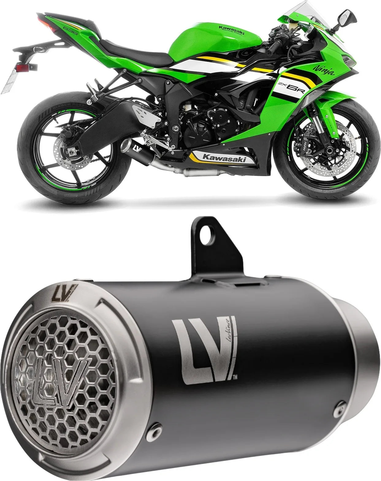 Échappement Sans Homologation Sonore Lv Corsa S Acier Noir Embout Acier - Leovince Compatible Avec Kawasaki Zx 6R Ninja (2024-2026)