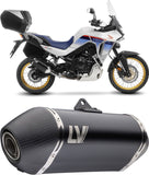 Exhaust Tip Without Sound Certification Lv-14 Steel Black Carbon Fiber End Cap - Leovince Compatible With Honda Xl 750 Transalp Travel (2025-2026)
