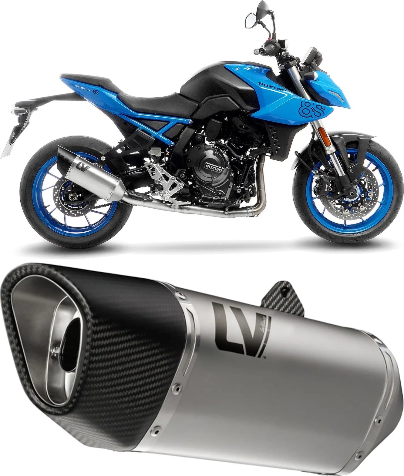 Système D'Échappement Complet Non Catalysé Et Sans Homologation Acoustique Lv-14 R Acier Embout Carbon Fiber - Leovince Compatible Avec Suzuki Gsx 8S (2023-2024)