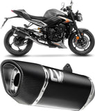 Complete Exhaust System Without Catalytic Converter And Without Sound Certification Lv-14 R Steel Black Carbon Fiber End Cap - Leovince Compatible With Triumph Street Triple 765 R - Rs (2023-2024)