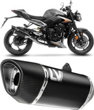 Système D'Échappement Complet Non Catalysé Et Sans Homologation Acoustique Lv-14 R Acier Noir Embout Carbon Fiber - Leovince Compatible Avec Triumph Street Triple 765 A2 (2023-2024)
