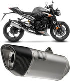 Complete Exhaust System Without Catalytic Converter And Without Sound Certification Lv-14 R Titanium Carbon Fiber End Cap - Leovince Compatible With Triumph Street Triple 765 R - Rs (2023-2024)