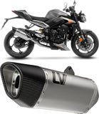 Complete Exhaust System Without Catalytic Converter And Without Sound Certification Lv-14 R Stainless Steel Carbon Fiber End Cap - Leovince Compatible With Triumph Street Triple 765 R - Rs (2023-2024)