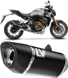 Système D'Échappement Complet Non Catalysé Et Sans Homologation Acoustique Lv-14 R Acier Noir Embout Carbon Fiber - Leovince Compatible Avec Honda Cb 650 R Neo Sports Café (2019-2026)