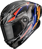 Casque Intégral Pour Moto Scorpion Exo Exo-Race Air Ultra Tct / Carbon Noir Bleu Orange Move On Taille Xl