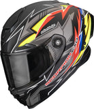 Casque Intégral Pour Moto Scorpion Exo Exo-Race Air Ultra Tct / Carbon Noir Rouge Jaune Mat Move On Taille Xs
