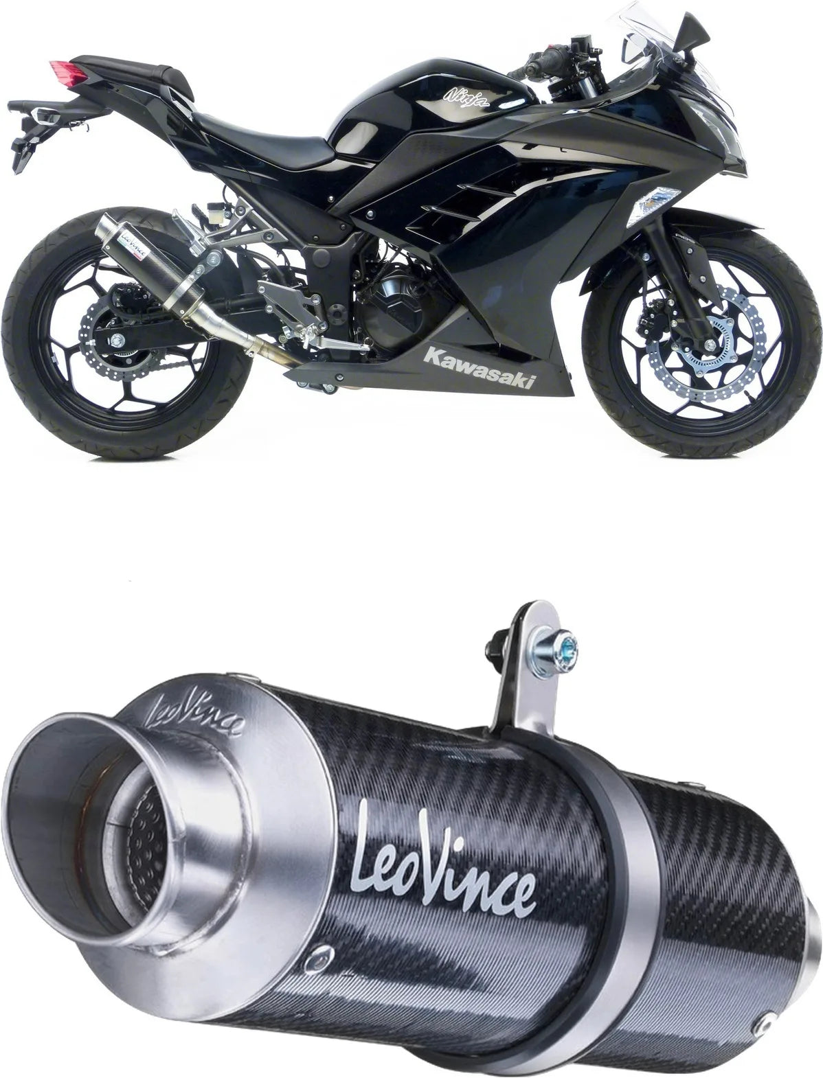 Échappement Sans Homologation Sonore Gp Corsa Carbon Fiber - Leovince Compatible Avec Kawasaki Z 250 (2015-2016)