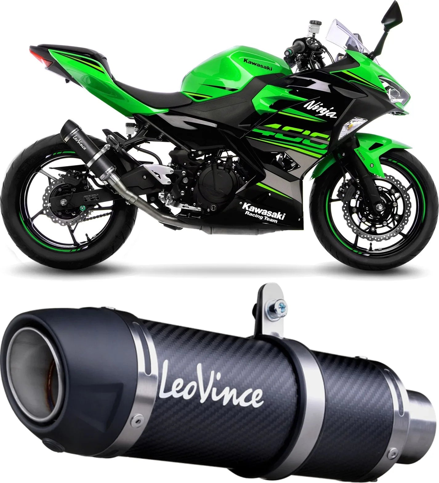 Échappement Sans Homologation Sonore Gp Corsa Evo Carbon Fiber - Leovince Compatible Avec Kawasaki Ninja 400 (2018-2021)