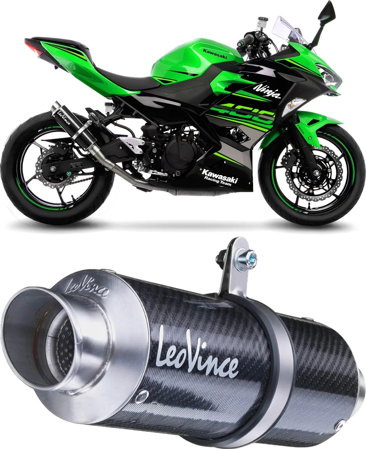 Échappement Sans Homologation Sonore Gp Corsa Carbon Fiber - Leovince Compatible Avec Kawasaki Ninja 400 (2018-2021)