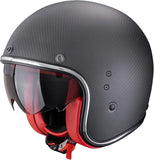 Casque Urban Pour Moto Scorpion Exo Belfast Evo Carbon Carbon Fiber Noir Mat Rouge Solid Taille S