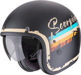 Casque Urban Pour Moto Scorpion Exo Belfast Evo Ultra Tct Noir Mat Beige Adonis Taille Xxl