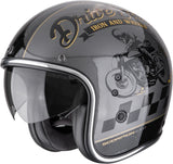 Casque Urban Pour Moto Scorpion Exo Belfast Evo Ultra Tct Argent Noir Or Drive Fast Taille Xl