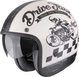 Casque Urban Pour Moto Scorpion Exo Belfast Evo Ultra Tct Crème Mat Noir Drive Fast Taille L