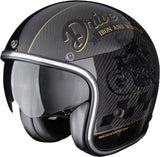 Casque Urban Pour Moto Scorpion Exo Belfast Evo Carbon Carbon Fiber Noir Or Zippy Taille S