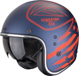 Casque Urban Pour Moto Scorpion Exo Belfast Evo Ultra Tct Bleu Rouge Mat Dawg Taille Xl