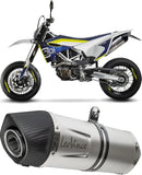 Échappement Sans Homologation Sonore Lv One Evo Acier Embout Carbon Fiber - Leovince Compatible Avec Husqvarna 701 Enduro (2015-2016)