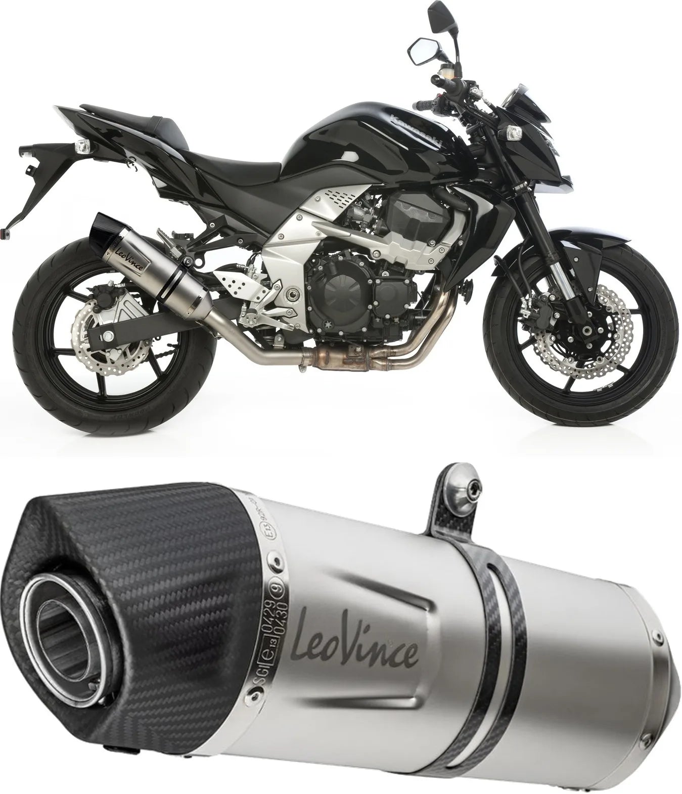 Échappement Sans Homologation Sonore Lv One Evo Acier Embout Carbon Fiber - Leovince Compatible Avec Kawasaki Z 750 R (2011-2014)