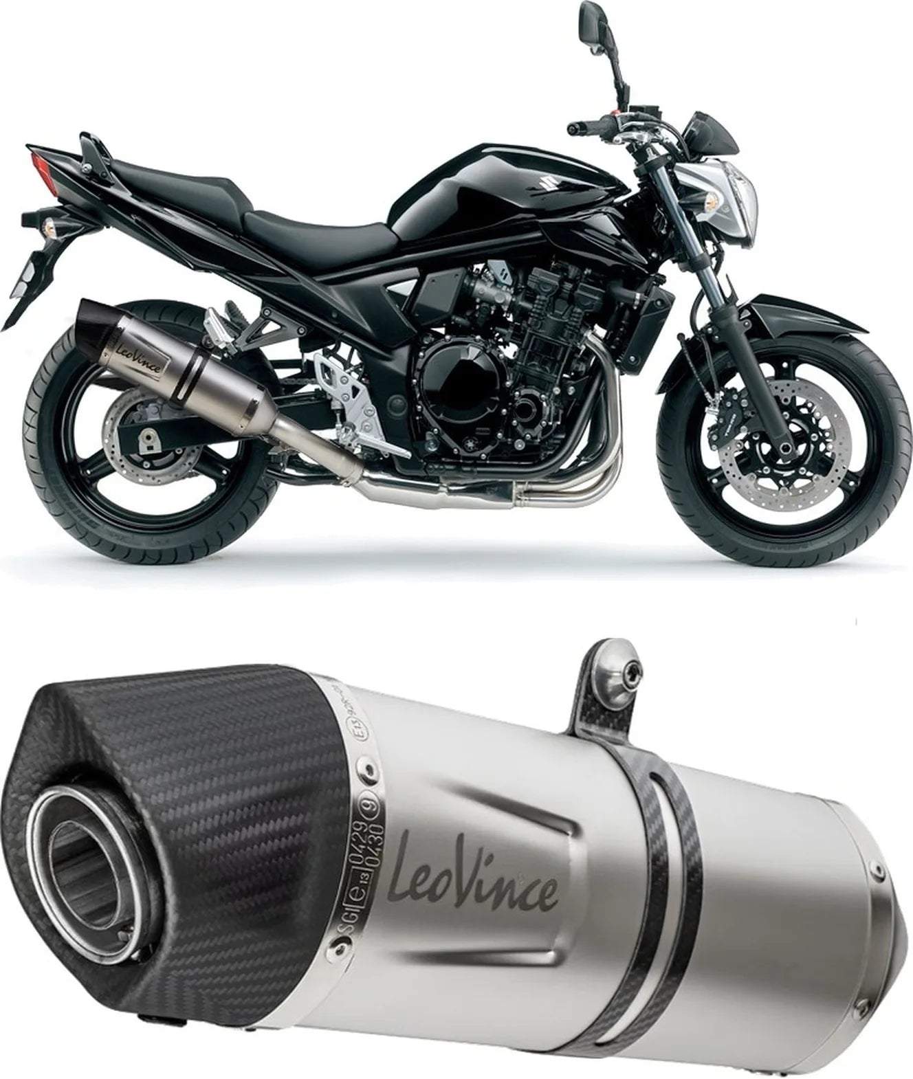 Échappement Sans Homologation Sonore Lv One Evo Acier Embout Carbon Fiber - Leovince Compatible Avec Suzuki Gsf 650 Bandit - S (2007-2015)