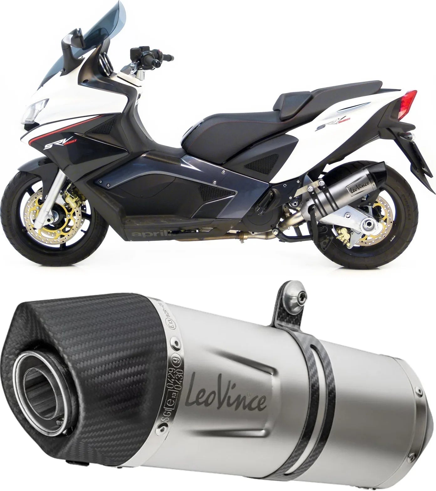 Échappement Sans Homologation Sonore Lv One Evo Acier Embout Carbon Fiber - Leovince Compatible Avec Aprilia Srv 850 (2012-2016)