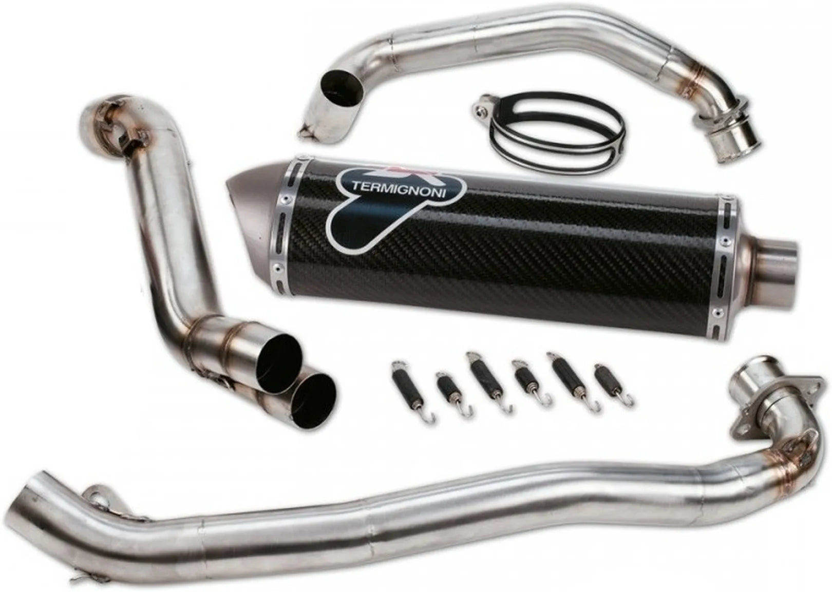 Système D'Échappement Complet Non Catalysé Et Sans Homologation Acoustique Carbon - Termignoni Compatible Avec Ducati Hypermotard 1100