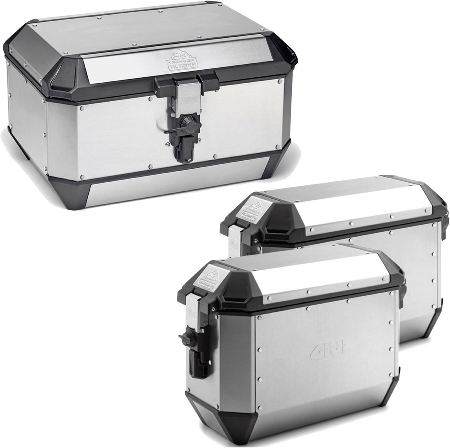 Trekker Alaska Aluminium Top Case + Side Cases - 128 Lt Trekker Alaska Aluminium - Givi Compatible With Kawasaki Versys 650 (2015-2021)