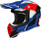 Casque Off-Road Pour Moto Airoh Aviator Ace 2 - Av22S18 Composite Carbon Bleu Rouge Gloss Shield Taille L