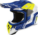 Casque Off-Road Pour Moto Airoh Aviator Ace 2 - Av22S31 Composite Carbon Bleu Jaune Gloss Shield Taille M