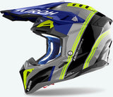 Casque Off-Road Pour Moto Airoh Aviator 3 - Av3H18 Hpc Carbon Bleu Gloss Hima Taille S