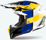 Casque Off-Road Pour Moto Airoh Aviator 3 - Av3M18 Hpc Carbon Bleu Jaune Gloss Monarch Taille L