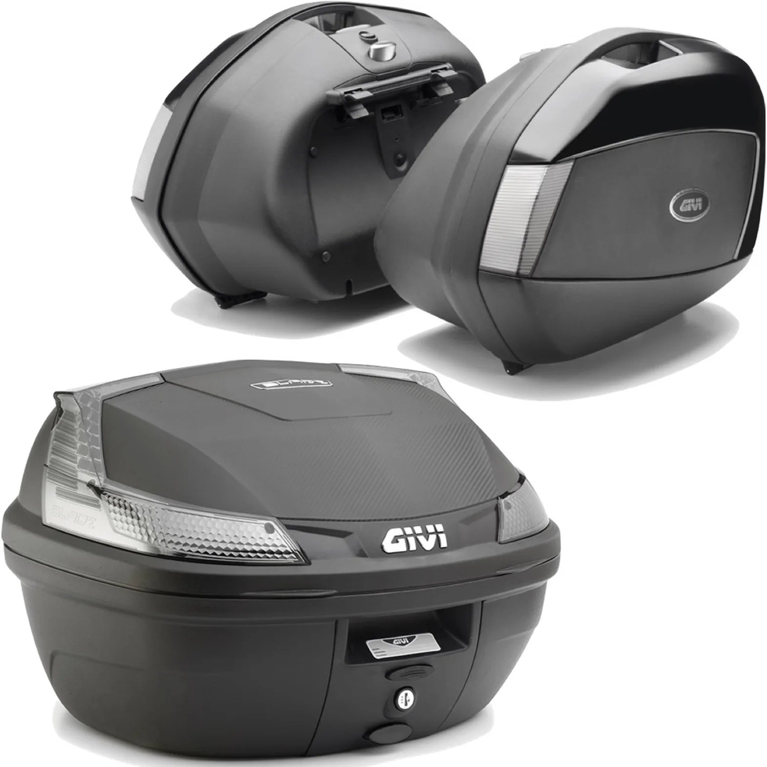 Top Case + Valises Laterales Blade Noir Tech 107 Lt Blade Technopolymères - Givi Compatible Avec Moto Guzzi V 100 Mandello 1000 (2022-2024)