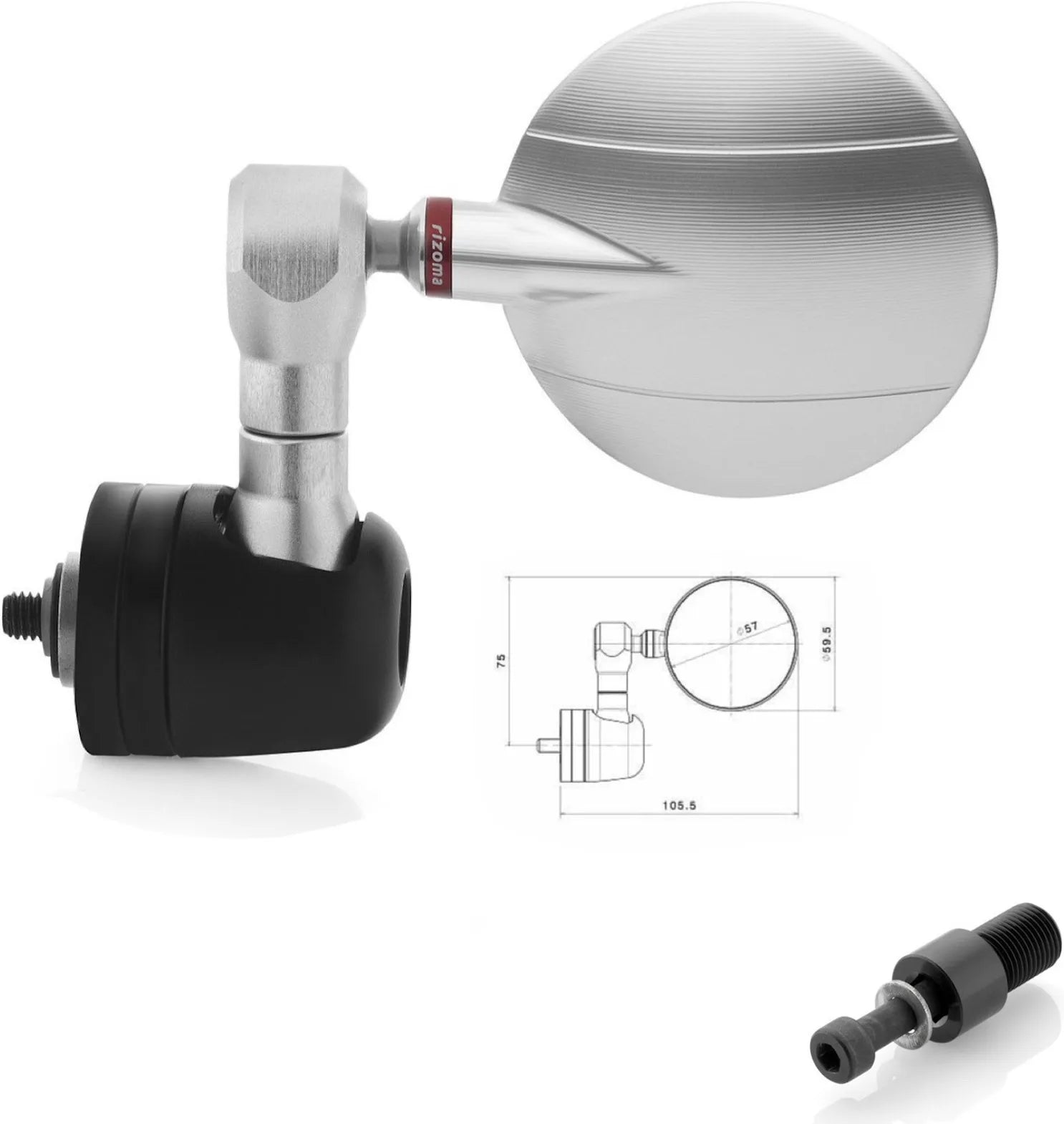 Rétroviseur End Mount Droite Spy-R Ø57 - Rizoma Compatible Avec Yamaha T-Max 530 (2012-2019)