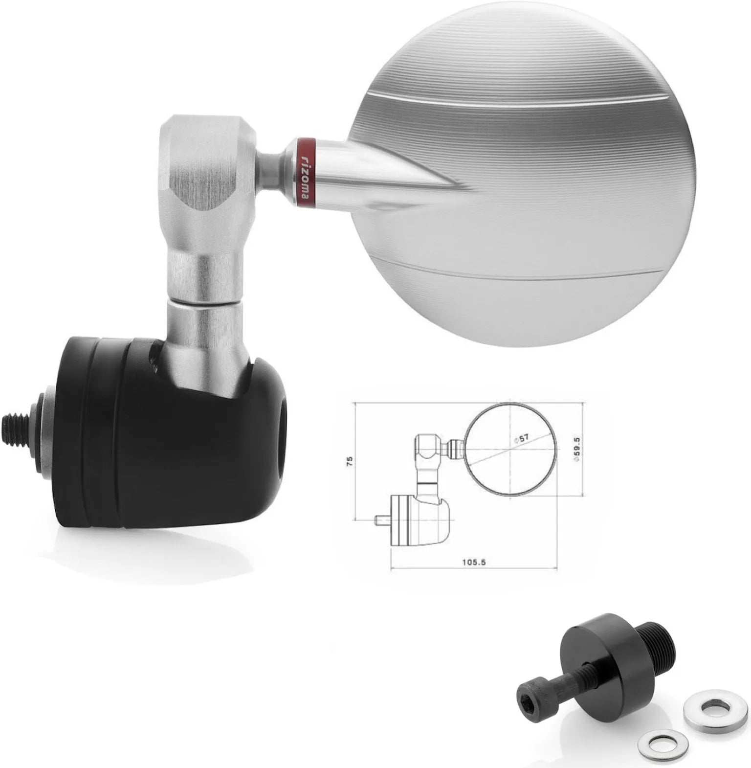 Rétroviseur End Mount Droite Spy-R Ø57 - Rizoma Compatible Avec Kawasaki Ninja 900 (2002-2005)