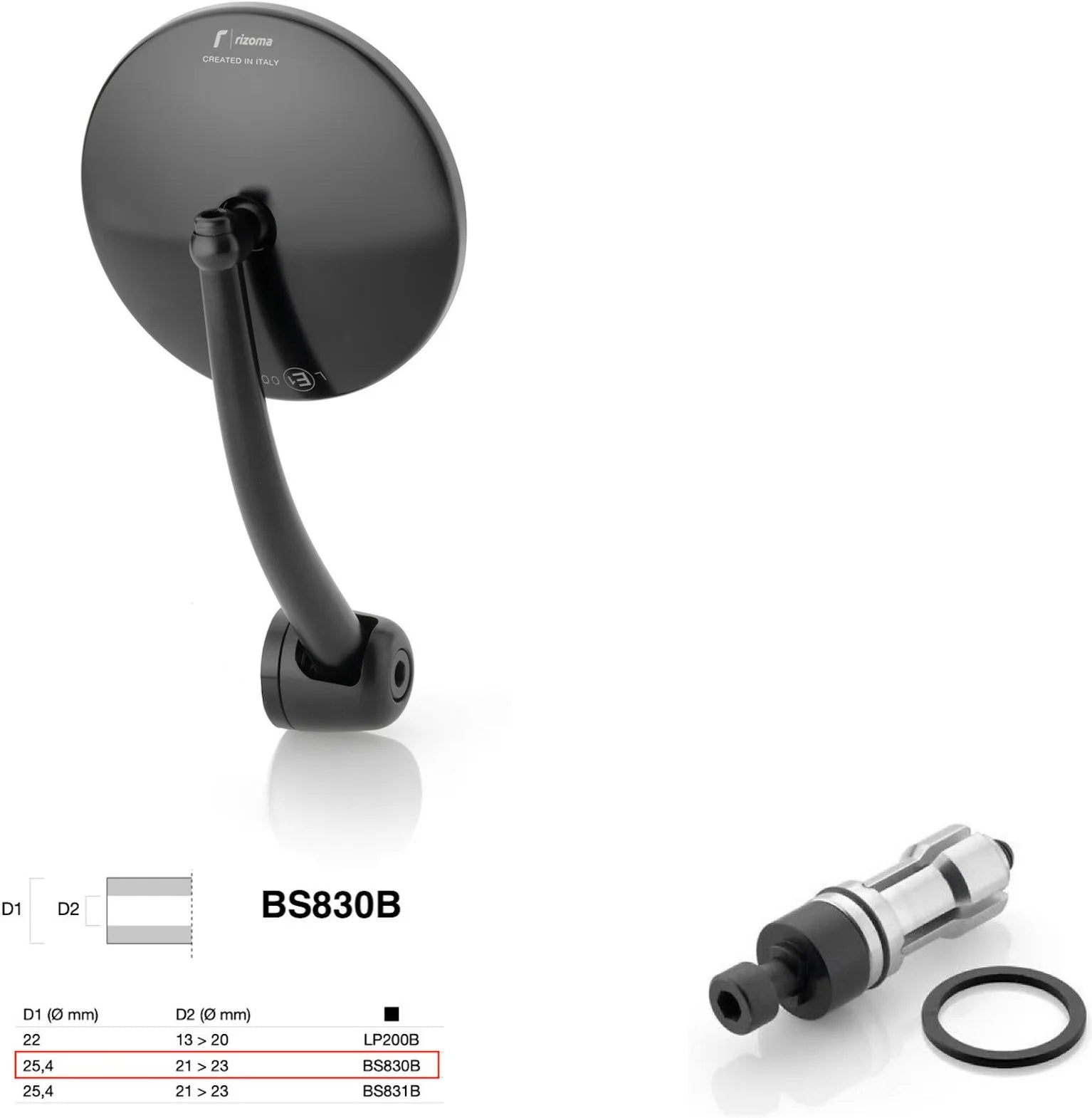Rétroviseur End Mount Droite Universal Ø24,5(21>23) Spirit Rs - Rizoma Compatible Avec Ktm
