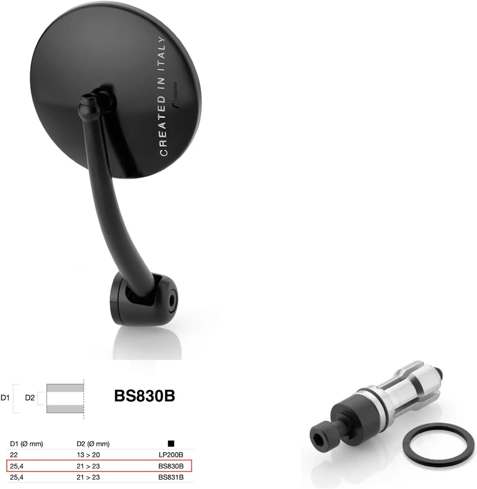 Rétroviseur End Mount Droite Universal Ø24,5(21>23) Spirit Rs - Rizoma Compatible Avec Ktm