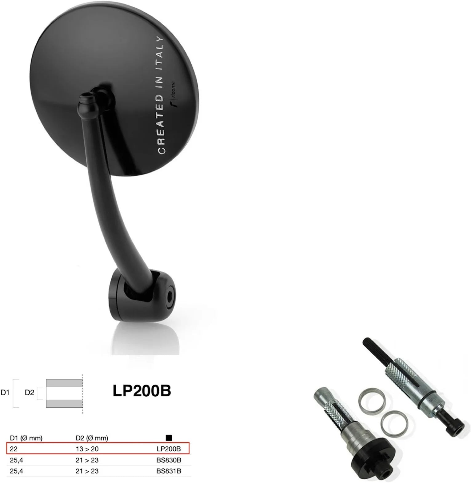 Rétroviseur End Mount Droite Universal Ø22(13>20) Spirit Rs - Rizoma Compatible Avec Suzuki
