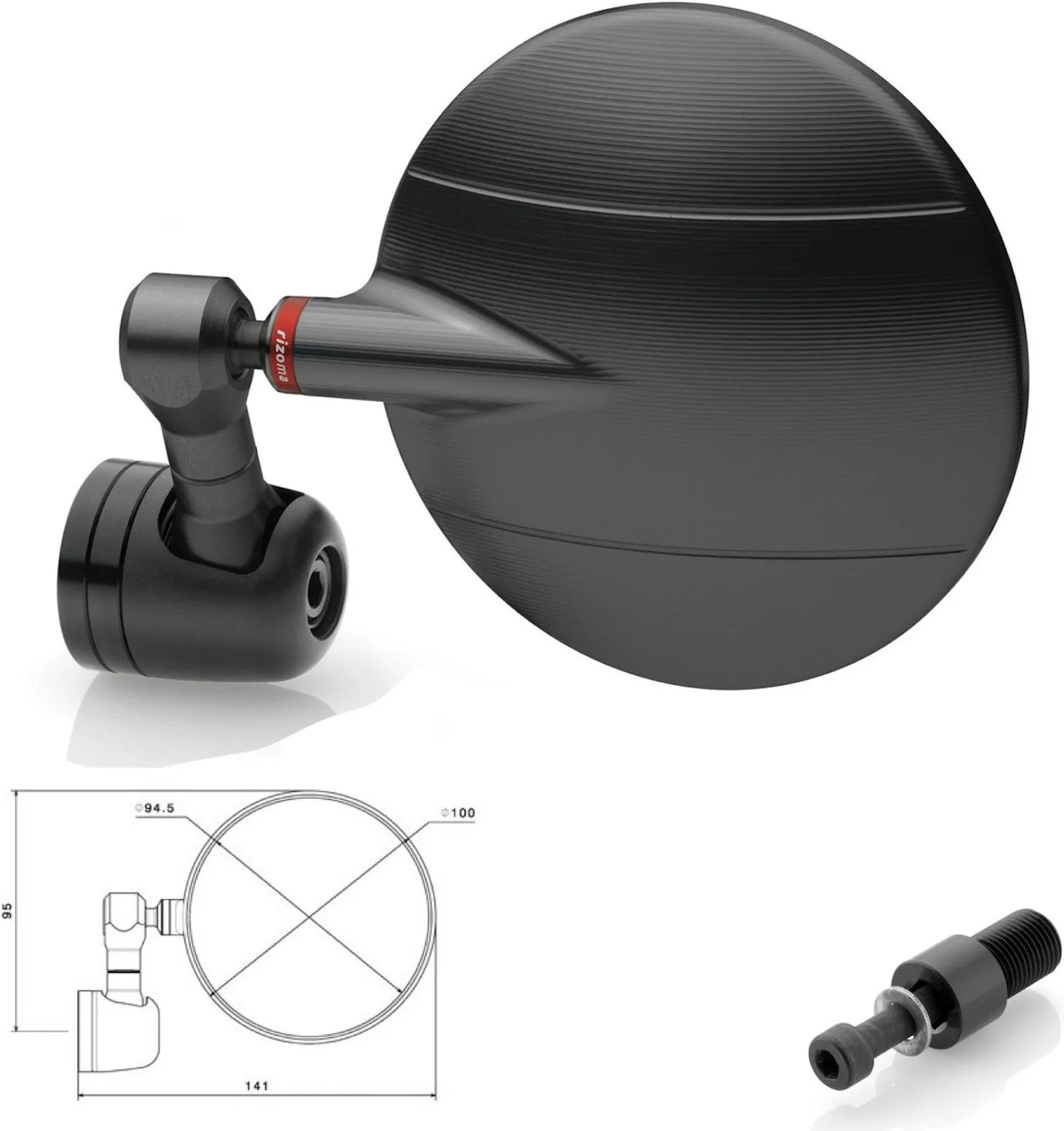 Rétroviseur End Mount Gauche Spy-R Ø94.5 - Rizoma Compatible Avec Yamaha T-Max 530 (2012-2019)