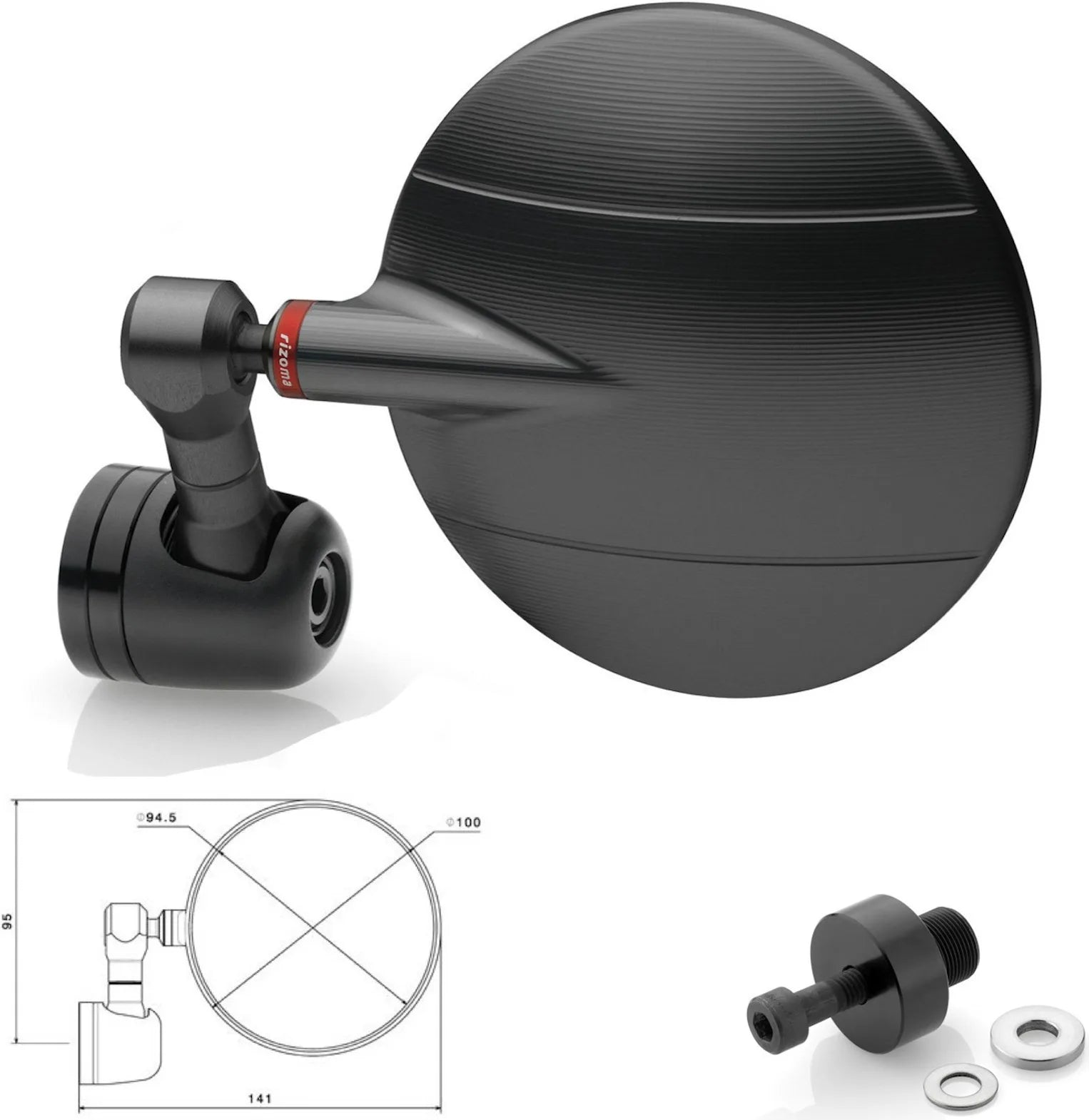 Rétroviseur End Mount Gauche Spy-R Ø94.5 - Rizoma Compatible Avec Kawasaki Z 300 (2015-2016)