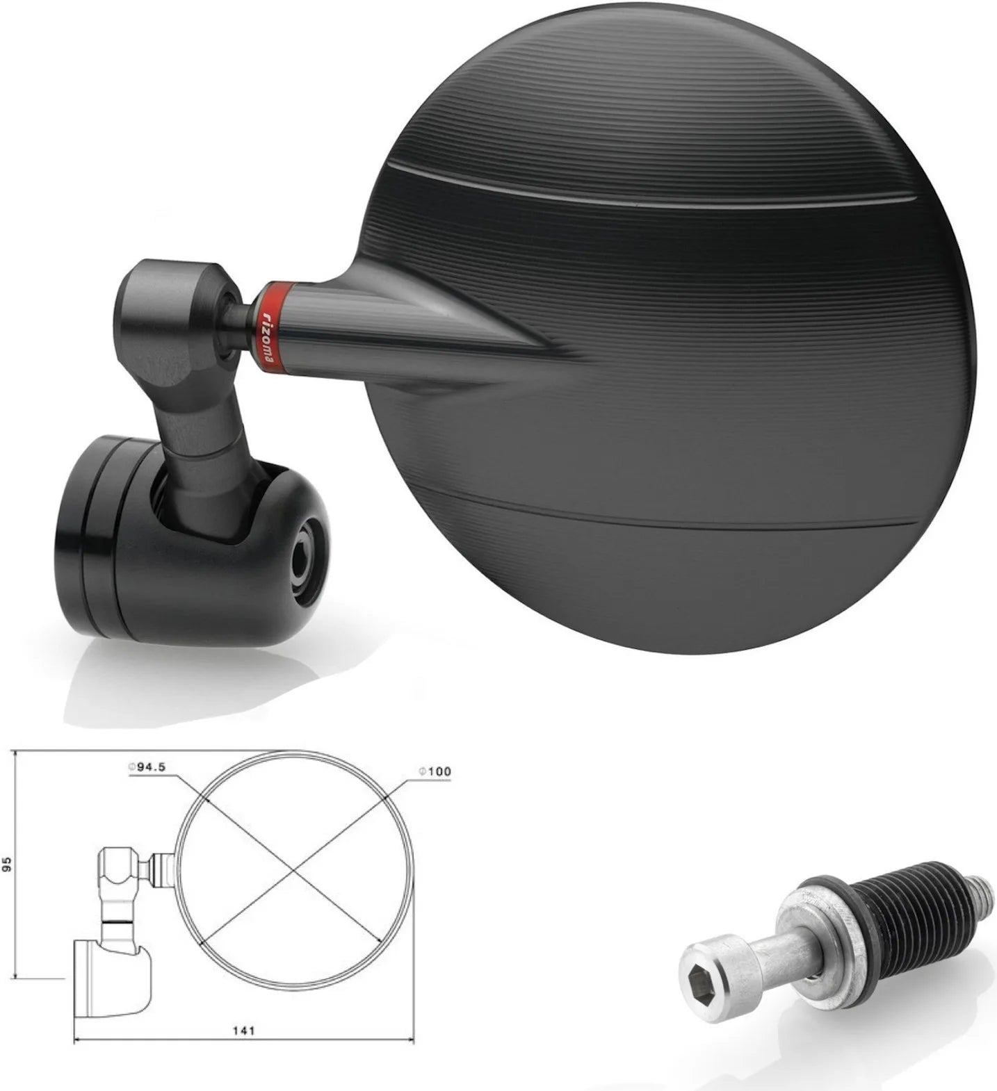 Rétroviseur End Mount Droite Spy-R Ø94.5 - Rizoma Compatible Avec Mv Agusta Brutale 675 (2013-2015)
