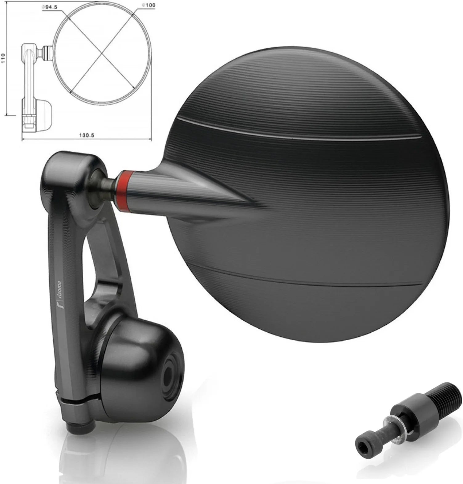 Rétroviseur End Mount Gauche Spy-Arm Ø94.5 - Rizoma Compatible Avec Yamaha Mt-09 (2017-2020)